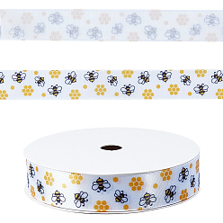 Blanc Ruban polyester, abeilles, pour accessoires de vêtement, décoration cadeau, blanc, 5/8 pouces (16 mm), environ 9.84 yards (9m)/rouleau