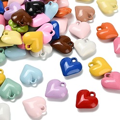 (52) Непрозрачная лаванда Акриловые подвески с запекаемой краской, сердце, разноцветные, 17x16x6 мм, отверстие : 3x2 мм