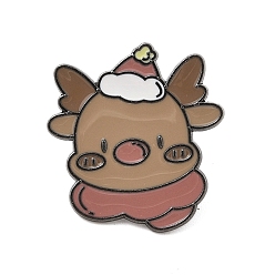 Олень Рождественская тема цинковый сплав эмалированная брошь-булавка для рюкзака одежда, олень, 27x25.5 мм