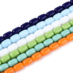 (52) Непрозрачная лаванда Непрозрачные сплошные цветные стеклянные бусины, баррель, разноцветные, 8.5~9x6~6.5 мм, отверстие : 0.8~1 мм, около 41~45 шт / нитка, 14.57~15.75 дюйм (37~40 см)