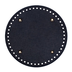 Black PU Leather Bottom, for Women Bags Handmade DIY Accessories, Flat Round, Black, 19x0.9cm