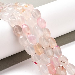 Розовый Природный агат бисер нитей, окрашенная и подогревом, твист, туманная роза, 12x8x8 мм, отверстие : 1.2 мм, около 33 шт / нитка, 16.34'' (41.5 см)