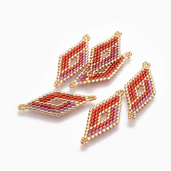 Разноцветный Японский бисер miyuki & toho ручной работы ссылки, Ткацкий станок, ромб, красочный, 40.5x16~16.5x2 мм, отверстие : 2 мм