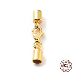 Настоящее золото 18K 925 стерлингового серебра застежкой омар коготь, с концами шнура и 925 штампом, реальный 18 k позолоченный, 25 мм, внутренний диаметр: 3.5 мм