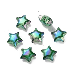 Зеленый УФ-покрытие радужными переливающимися акриловыми бусинами, звезда, зелёные, 18.5x19.5x10.5 мм, отверстие : 2.9 мм