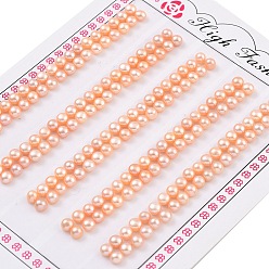 Pink Сорт 6бусины из натурального культивированного пресноводного жемчуга, половине просверлил, полукруглые бусины, розовые, 3.5~4x2.5 мм, отверстие : 1 мм