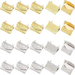 Platinum & Golden Brass Locket Pendants, Photo Frame Charms for Necklaces, Bag, Platinum & Golden, 16.8x21.8x3.5mm, Hole: 1mm, 2 colors, 10pcs/color, 20pcs/box
