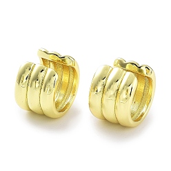 Настоящее золото 18K Рифленые серьги-каффы из латуни, непрокалывающие серьги, реальный 18 k позолоченный, 13x9.5 мм