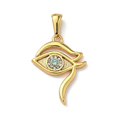 Золотой 304 из нержавеющей стали горный хрусталь подвески, глаз очарования, золотые, 26.5x20x3 мм, отверстие : 8x3.5 мм
