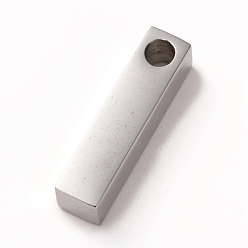 Нержавеющая Сталь Цвет Устойчивый к потускнению 304 подвеска из нержавеющей стали, полоса / прямоугольник, цвет нержавеющей стали, 20x5x5 мм, отверстие : 3 мм