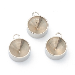 Нержавеющая Сталь Цвет Устойчивы к потускнению 202 подвески из нержавеющей стали со стразами, для заостренного горного хрусталя, плоско-круглые, цвет нержавеющей стали, 12x9x4 мм, отверстие : 2.4 мм, пригодный для стразов 8 мм