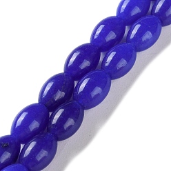 Синий Бусины из натурального белого нефрита, окрашенные, рис, синие, 9x6 мм, отверстие : 1 мм, около 44 шт / нитка, 15.94 дюйм (40.5 см)