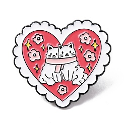 Разноцветный Эмалевые булавки, булавки для лацканов из сплава для одежды рюкзака, Сердце с кошкой, красочный, 27x30 мм