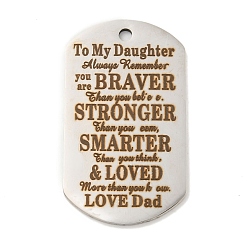 Нержавеющая Сталь Цвет Не тускнеющие 201 подвески из нержавеющей стали, подвески с хвалебными посланиями, овал со словами-подвесками, цвет нержавеющей стали, 49x28x2 мм, отверстие : 3 мм