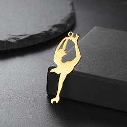 Золотой Шкентели нержавеющей стали, девушка на коньках, золотые, 38x18 мм
