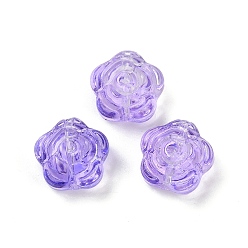 Средний Фиолетовый Прозрачные стеклянные бусины, цветы розы, спекающийся лак, средне фиолетовый, 11.5x12x8.5 мм, отверстие : 1.2 мм