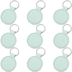 Темный Морско-зеленый Брелок из искусственной кожи с вырезом и отверстием 10шт., с металлическим кольцом для ключей, плоско-круглые, темно-зеленый, 84x50 мм