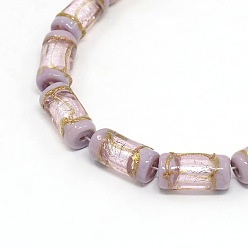 Thistle Handmade Gold Sand Lampwork Column Beads Strands, Thistle, 16x8mm, Hole: 1mm, about 20pcs/strand, 13.77 inch