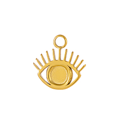 Настоящее золото 14K 304 подвески из нержавеющей стали, Злые чары глаз, ионное покрытие (ip), реальный 14 k позолоченный, 15x12 мм