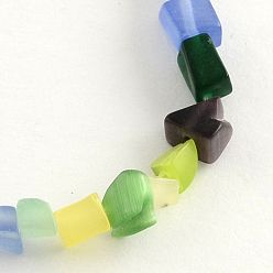 (52) Непрозрачная лаванда Кот глаза стеклянные бусинки пряди, чип, разноцветные, 3~6x3~5x2~4 мм, отверстие : 1 мм, около 512 шт / нитка, 32.6 дюйм