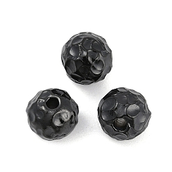 Черный Текстурированные 316 хирургические бусины из нержавеющей стали, круглые, чёрные, 7.5x8x8 мм, отверстие : 1.6 мм