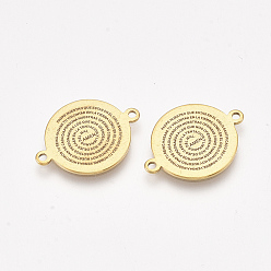 Golden 304 Stainless Steel Quote Links Connectors, with Enamel, Flat Round with Word, Golden, 21.5x16x1mm, Hole: 1.4mm