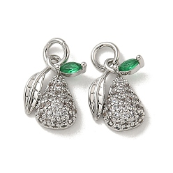 Платина Подвески из латуни с микропаве из циркония, грушевые обереги, с целью перехода в кольце, без кадмия, без никеля и без свинца, платина, 13x9x4.5 мм, отверстие : 3 мм