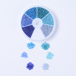 (52) Непрозрачная лаванда Тема океана, круглый стеклянный бисер класса а, серебряная линия, разноцветные, 2x1.5 мм, отверстие : 0.3 мм, о 360~400шт / цвет, 6 цветов, Около 2160~2400 шт / коробка