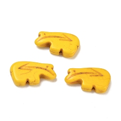 Yellow Dyed Synthetic Turquoise Beads, Zuni Bear, Yellow, 12.5x20.5x5mm, Hole: 1.2mm