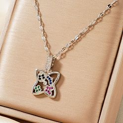 Серебро Модные полые ожерелья для женщин с подвеской в форме звезды из кубического циркония и латунным паве, серебряные, 15.75 дюйм (40 см)