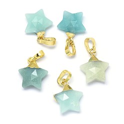 Амазонит Природные амазонитовые прелести, с длинными латунными накладками, граненые, звезда, золотые, 14x13x5 мм, отверстие : 3.5x5.5 мм