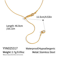 Настоящее золото 18K Элегантные 304 ожерелья-лариаты из нержавеющей стали в форме буквы Y с плоским круглым звеном из бостонской цепи с кисточками для женщин, реальный 18 k позолоченный, 18.11 дюйм (46 см)