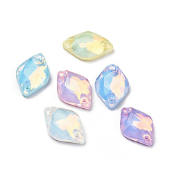 (52) Непрозрачная лаванда Эффект мокко форма лимона пришивка стразами, k 5 стеклянный страз, 2-отверстие ссылка, плоская спинка с покрытием, швейные украшения, разноцветные, 12x18x4.5 мм, отверстие : 1.2 мм