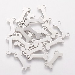 Нержавеющая Сталь Цвет Устойчивые к потускнению 201 подвески из нержавеющей стали, собаке кость, цвет нержавеющей стали, 16.3x7.2x1 мм, отверстие : 1.5 мм