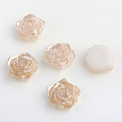 Светло-коричневый Абс пластмассовые имитационные жемчужные кабошоны, цветок, загар, 17x17.5x6.5 мм , около 200 шт / мешок