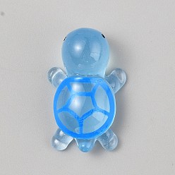 Светло-Голубой Светящиеся кабошоны из прозрачной смолы, светится в темноте, черепаха, Небесно-голубой, 33.5x21x13.5~14 мм