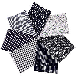Mitternachtsblau Bedruckter Blumenbaumwollstoff, für Patchwork, Taschentuch an Patchwork nähen, Quilten, Mitternachtsblau, 50x50 cm, 7 Blätter / Satz