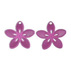 Средний Фиолетово-красный Аэрозольная краска 430 подвески из нержавеющей стали, цветок, средне фиолетовый красный, 13x14x0.3 мм, отверстие : 1 мм