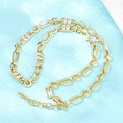 Прозрачный 7 мм латунная цепочка с фиаро и инкрустацией кубическим цирконием, без кадмия и без свинца, стойки покрытие, долговечный, реальный 18 k позолоченный, прозрачные, 18.11 дюйм (46 см)