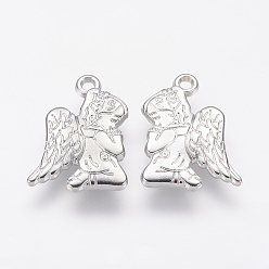Platinum CCB Plastic Pendants, Angel, Platinum, 23x17x3mm, Hole: 2mm