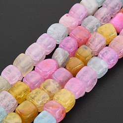 Pearl Pink Natural Agate Beads Strands, Dyed & Heated, Cube, Pearl Pink, 5~8x4~8x4~6mm, Hole: 1.2mm, about 50pcs/strand, 14.76 inch(37.5cm)