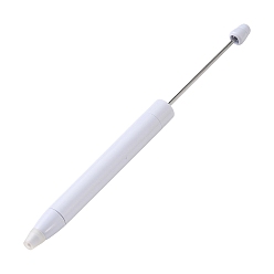 White Plastic Beadable Pens, Press Ball Point Pens, for DIY Pen Decoration, with Iron Rod, White, 167x11.5mm
