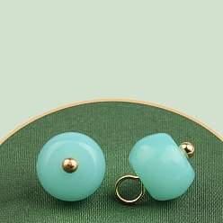 Бледно-бирюзовый Подвески из смолы, рондель, имитация нефрита, бледные бирюзовая, 13.5x10 мм