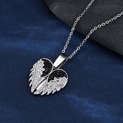 Нержавеющая Сталь Цвет 304 ожерелья из нержавеющей стали, полимерной глины, стразов, крыльев, открывающиеся, для женщин, струи и кристаллов, цвет нержавеющей стали, 17.95 дюйм (45.6 см)