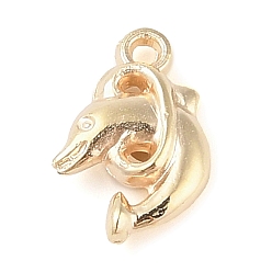 Golden CCB Plastic Pendants, Dolphin, Golden, 17.5x11.5x4mm, Hole: 2mm