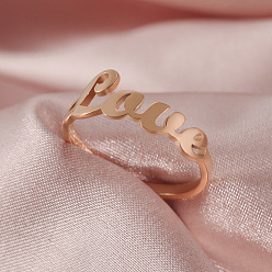 Розовое Золото Люблю кольца из нержавеющей стали, украшения для унисекс, розовое золото , 7.7 мм, размер США 7 (17.3 мм)