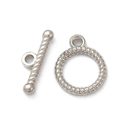 Платина Сплавочные застежка тоггл тибетского стиля, без кадмия и без свинца, платина, Кольцо: 13x16 mm, бар: 6x18 мм, отверстие : 2 мм