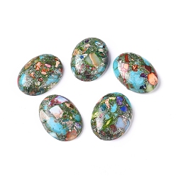 Имперская яшма Собрана синтетическая серебряная линия бирюзовые и имперские яшмы кабошоны, овальные, окрашенные, 30x22x7~8 мм