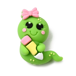 Зеленый Силиконовые бусины ко Дню учителя, фокусные бусы, змея, зелёные, 30x25x14 мм, отверстие : 2 мм