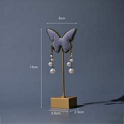Dark Gray Velvet with Metal Earring Display Stand, Butterfly, Dark Gray, 14x6cm